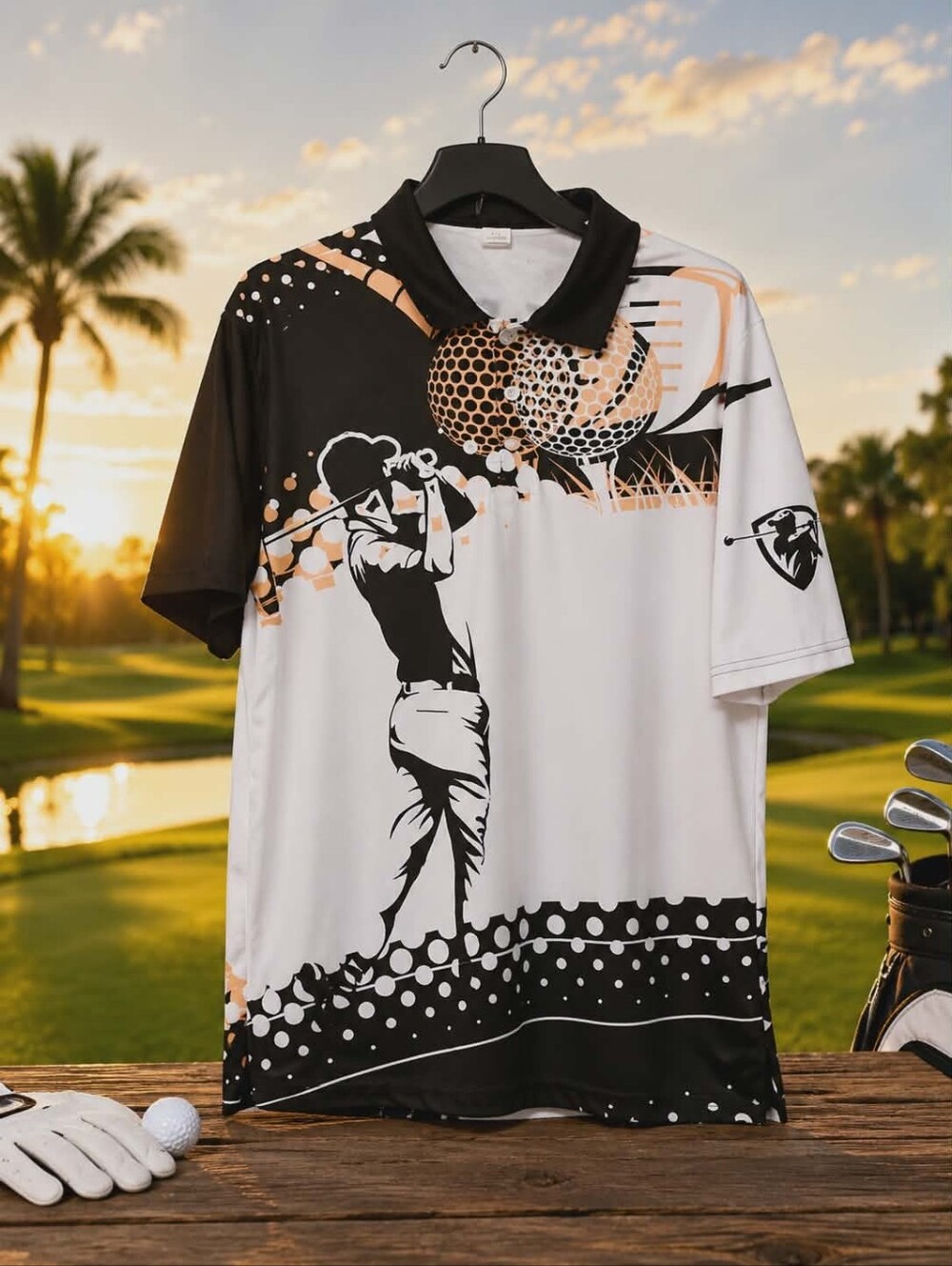 Golf & Beer That’s Why I’m Here Graphic Polo Shirt Men’s XXL Black White Golfing